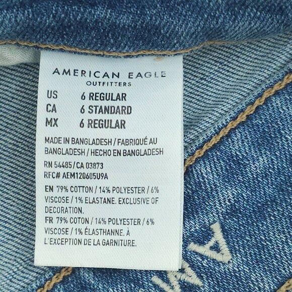 American Eagle Mom Jeans High Rise Ankle Stretch Womens Size 6 Light Wash Denim - Picture 5 of 13